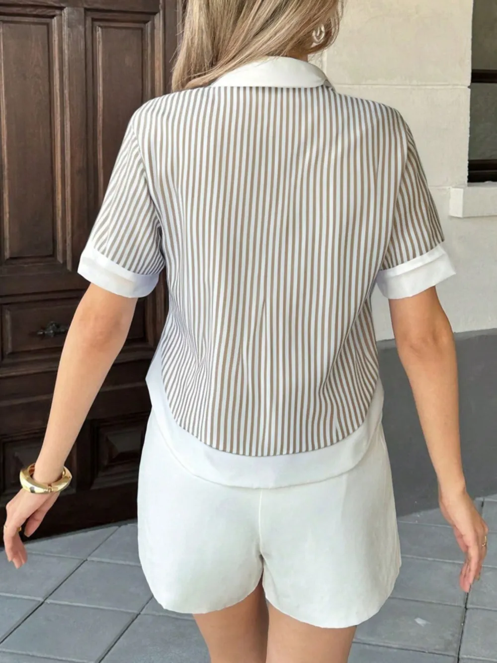 Striped Button Down Short Sleeve Shirt