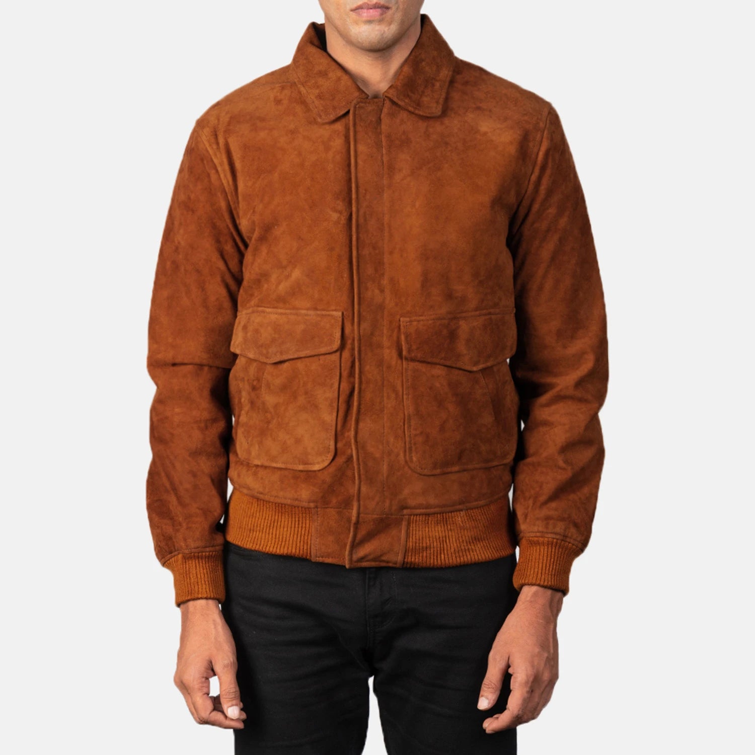 Men's Clean Line Bomber Suede Jacket