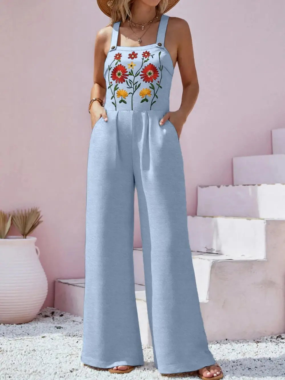 Polished Floral Wide Leg Jumpsuit