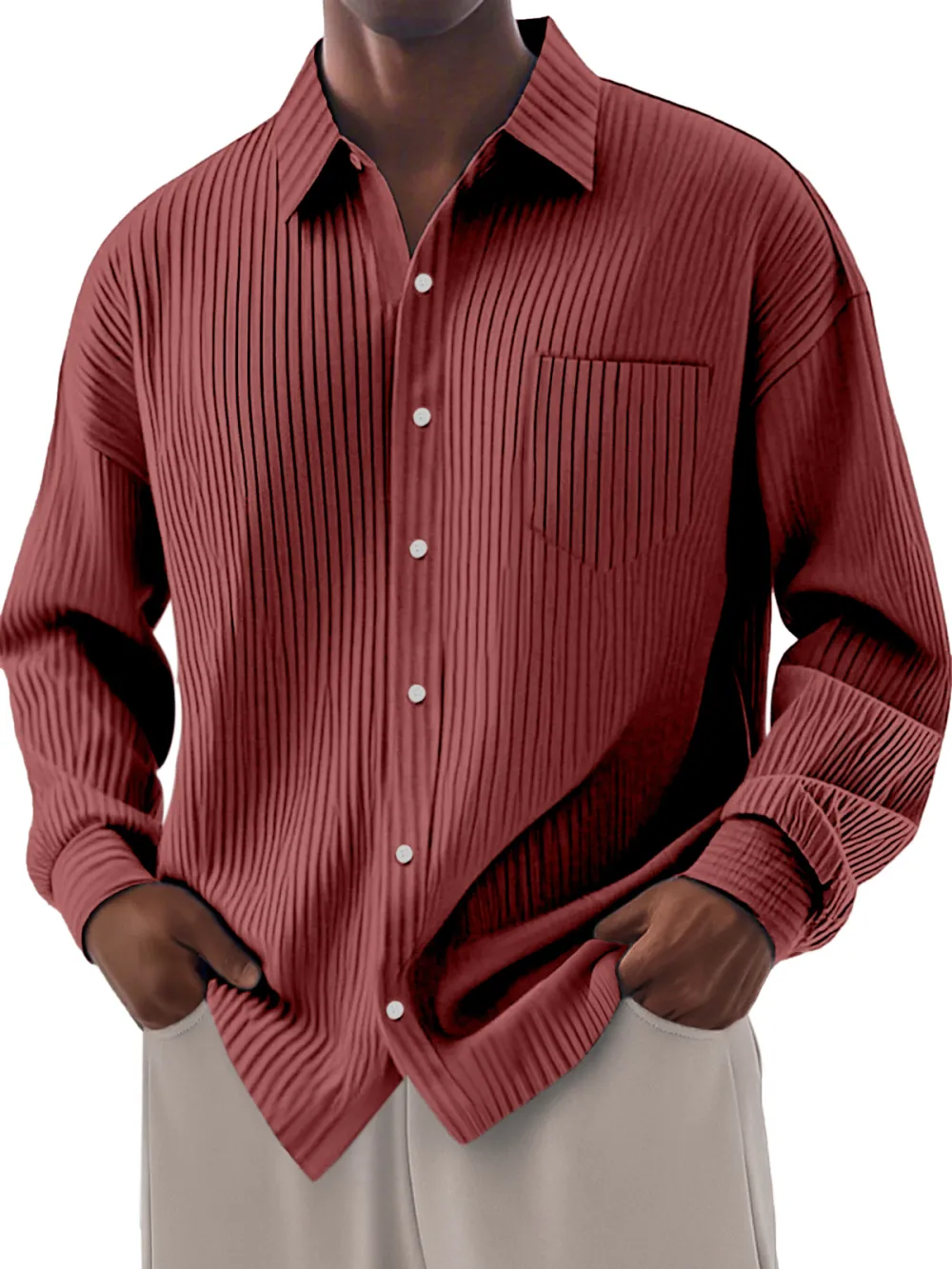 Clean Cut Long Sleeve Button Front Shirt