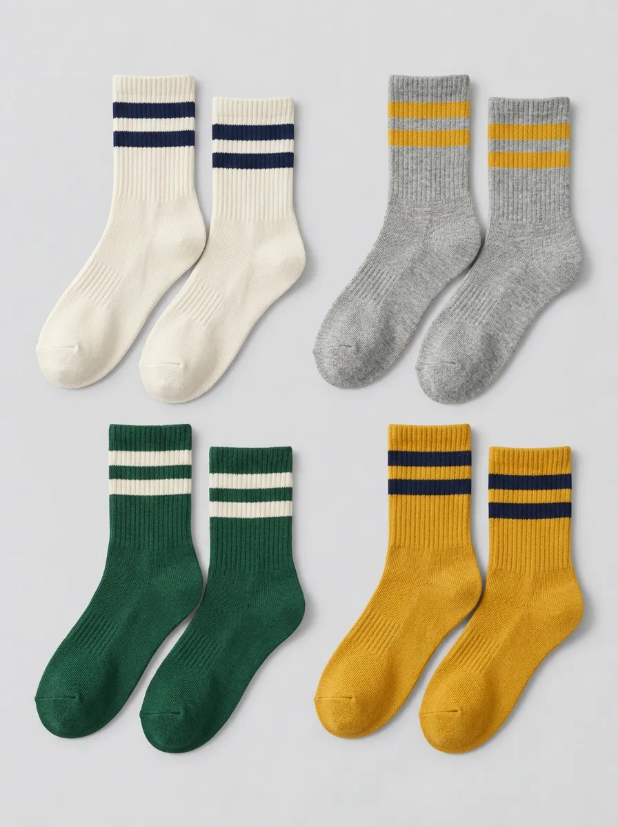 Women's Vintage Style Striped Crew Socks Multi-Pack