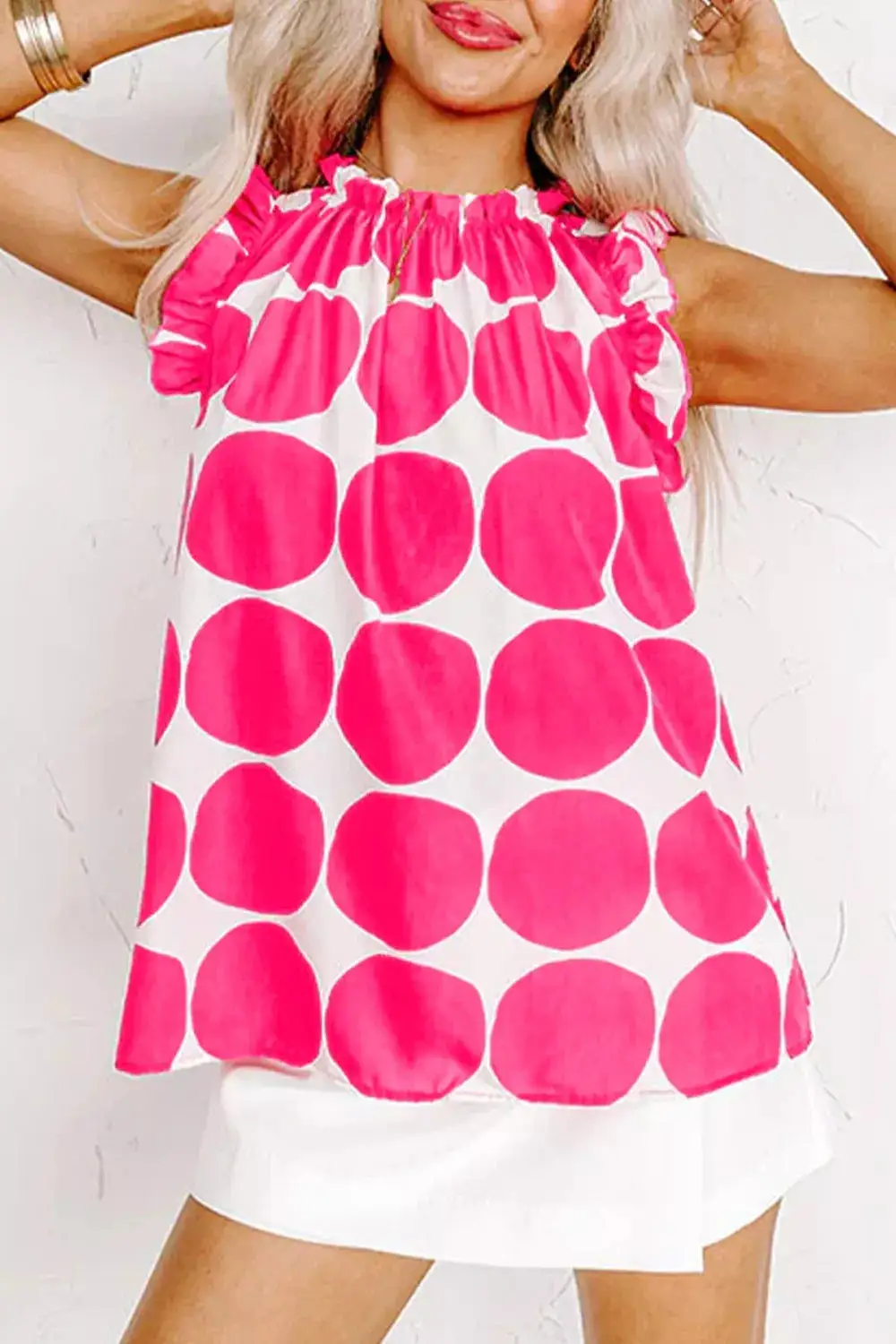Round-Neck Polka-Dot Tank Top
