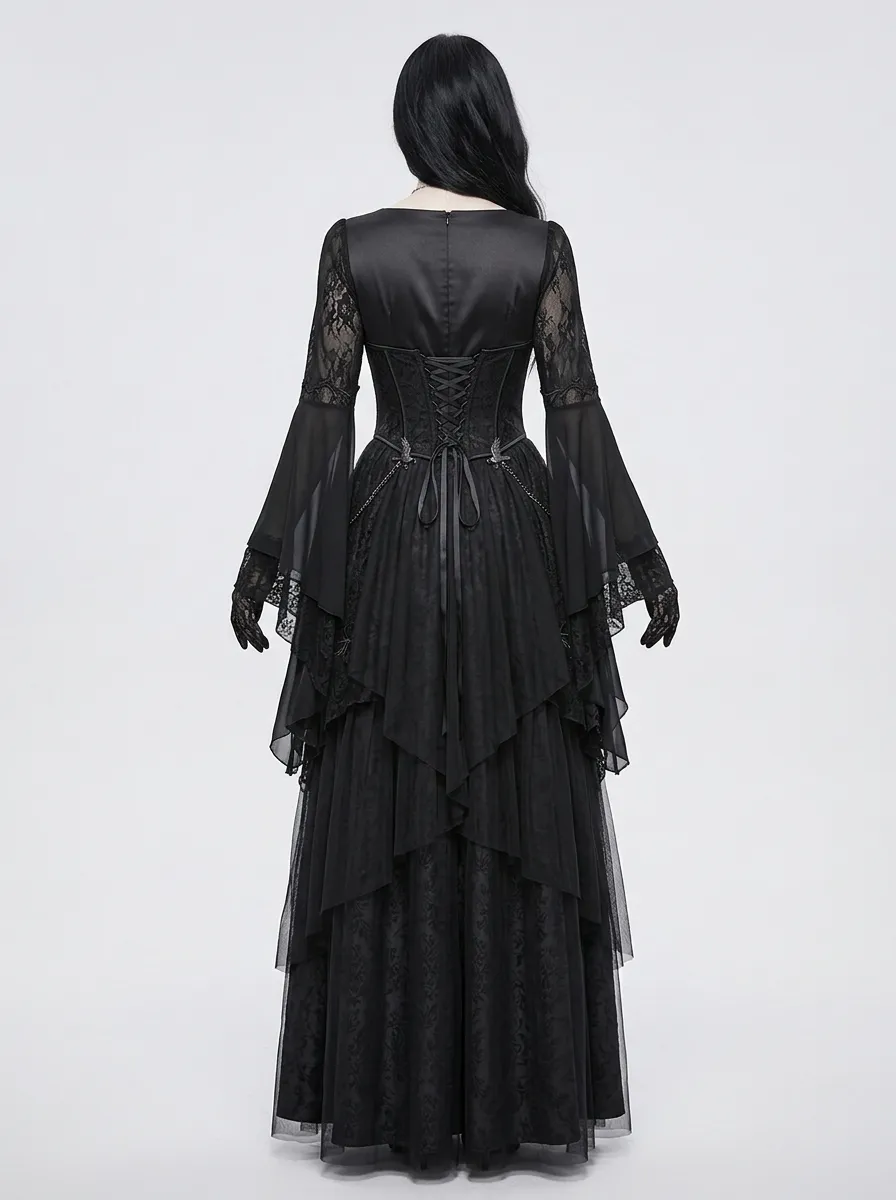 Midnight Victorian Corset Lace Dark Look Women's Gothic Dress