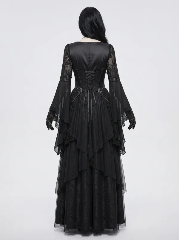 Midnight Victorian Corset Lace Dark Look Women's Gothic Dress