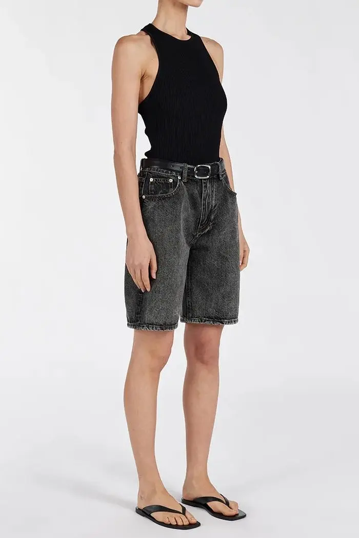 BLACK DENIM SHORT
