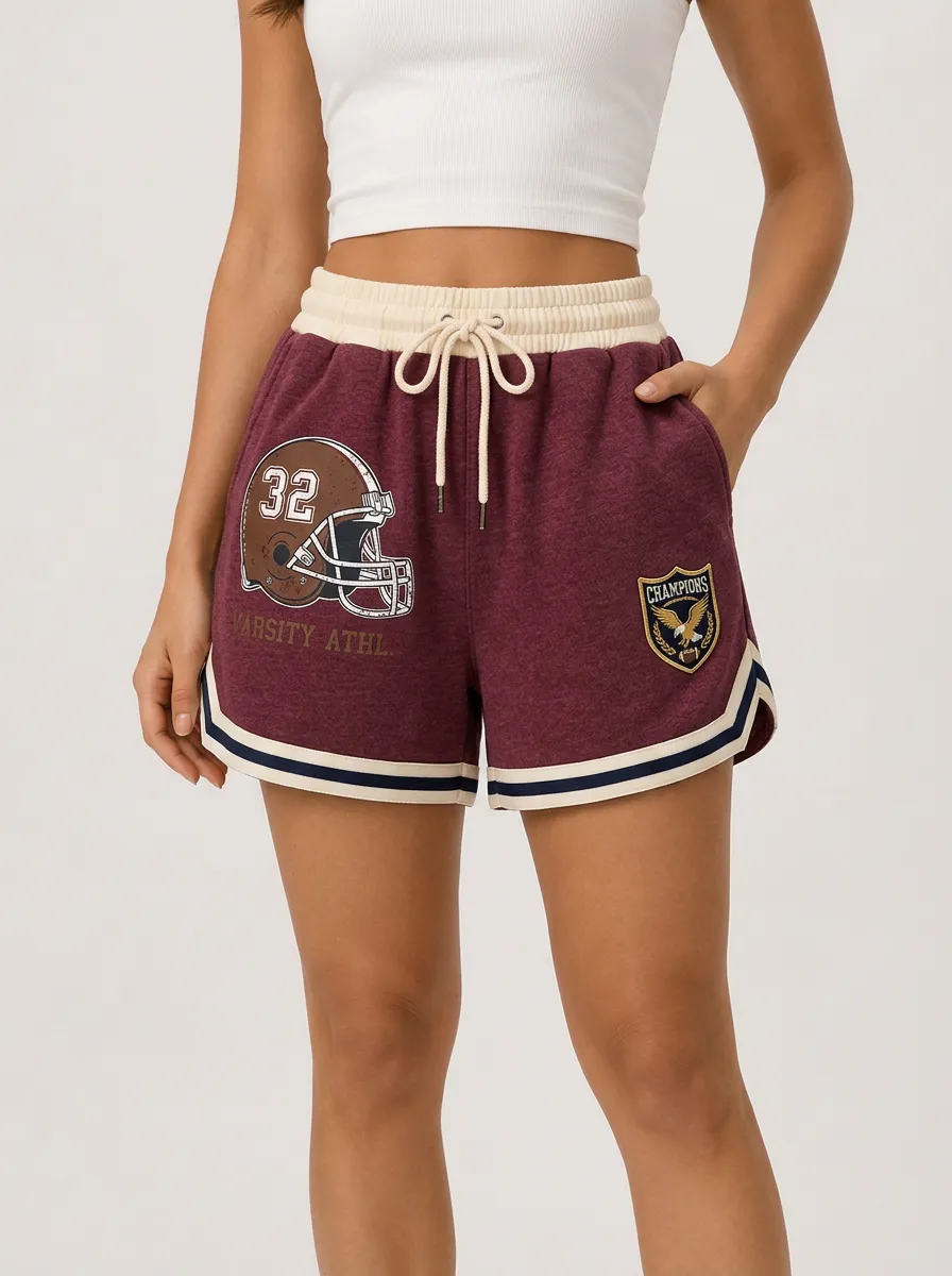 Women's Football Lover Helmet Champion Eagle Printed Shorts