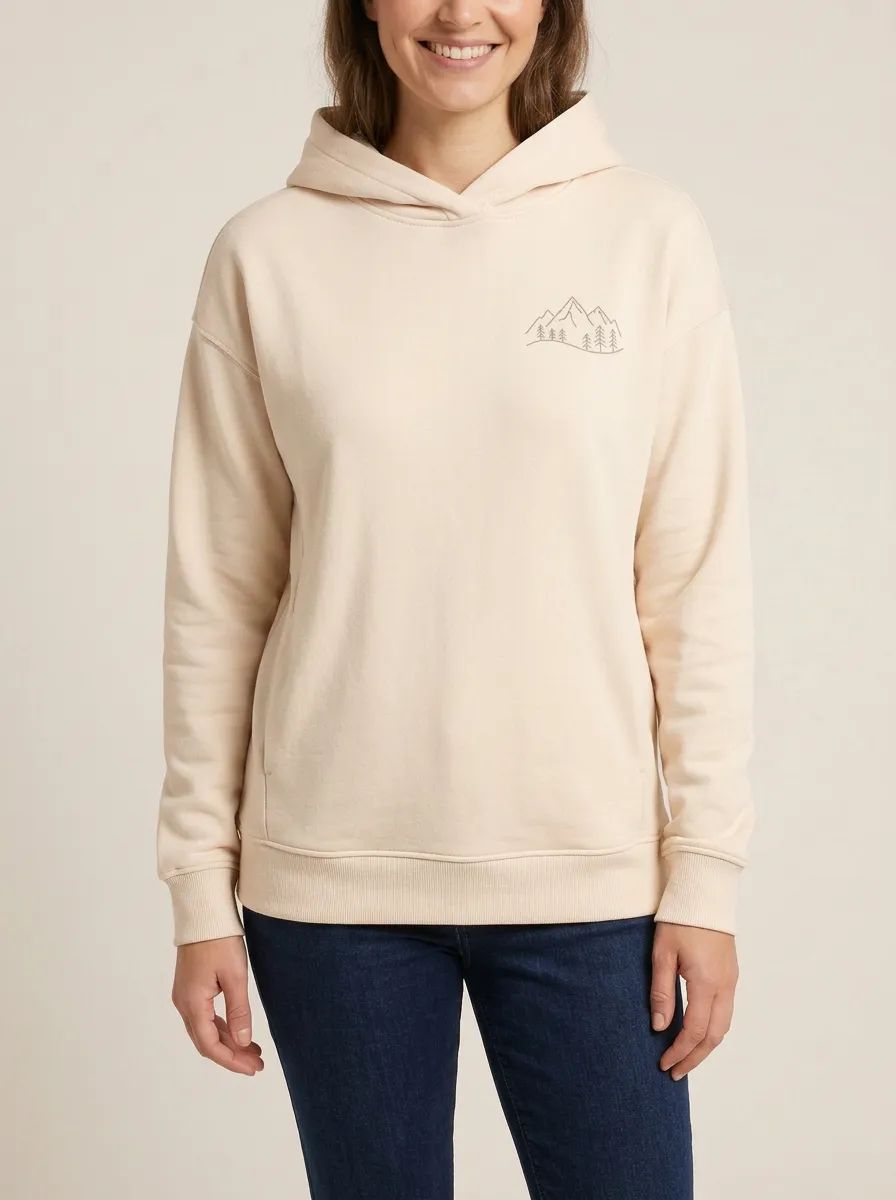 Women's Mountain-Forest Crossover-Neck Side-Pocket Hoodie