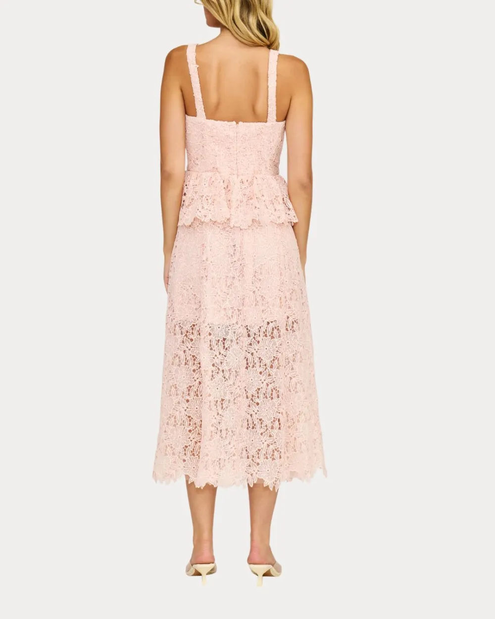 Peplum Lace Midi Dress