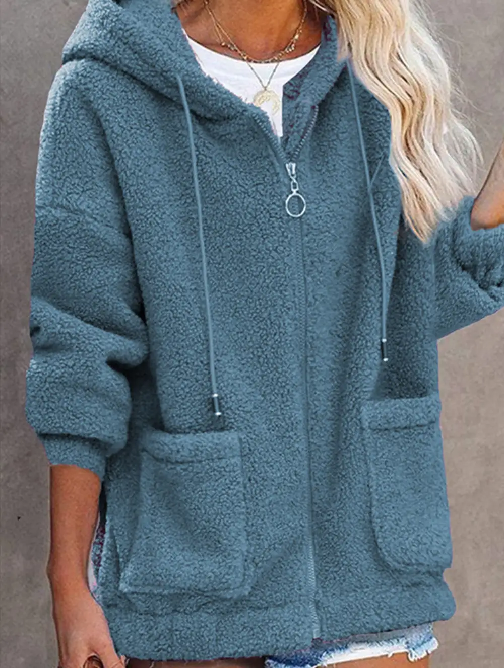 Zipper Cardigan Loose Top Coat