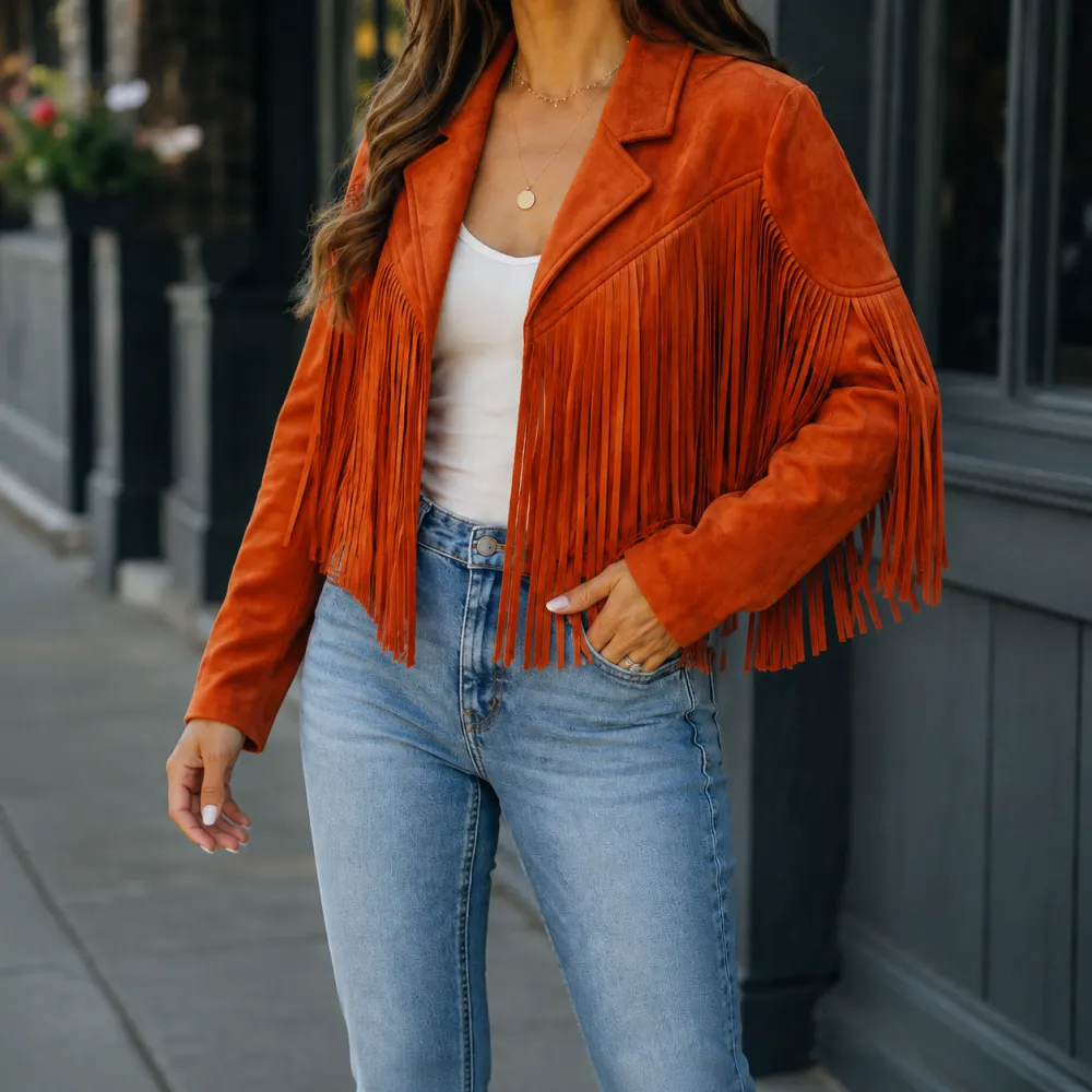 Fringe Notched Lapel Jacket