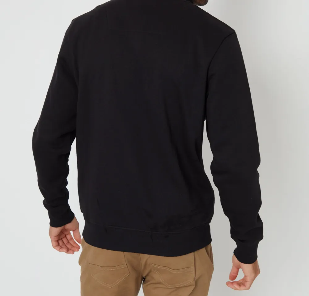 Men's Black Full-Zip Funnel-Neck Sweatshirt