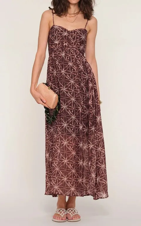 Women's Burgundy Star Print Maxi Dress