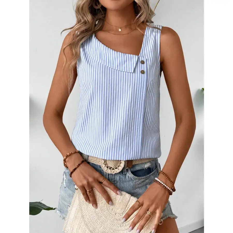 Decorative Button Asymmetrical Tank