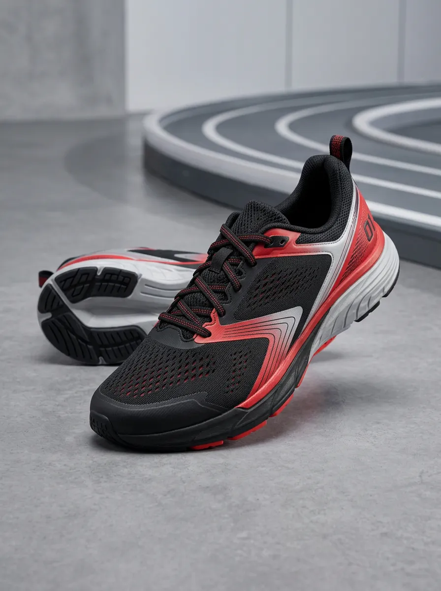 Men's Sporty Red Black Gradient Printed Running Shoes