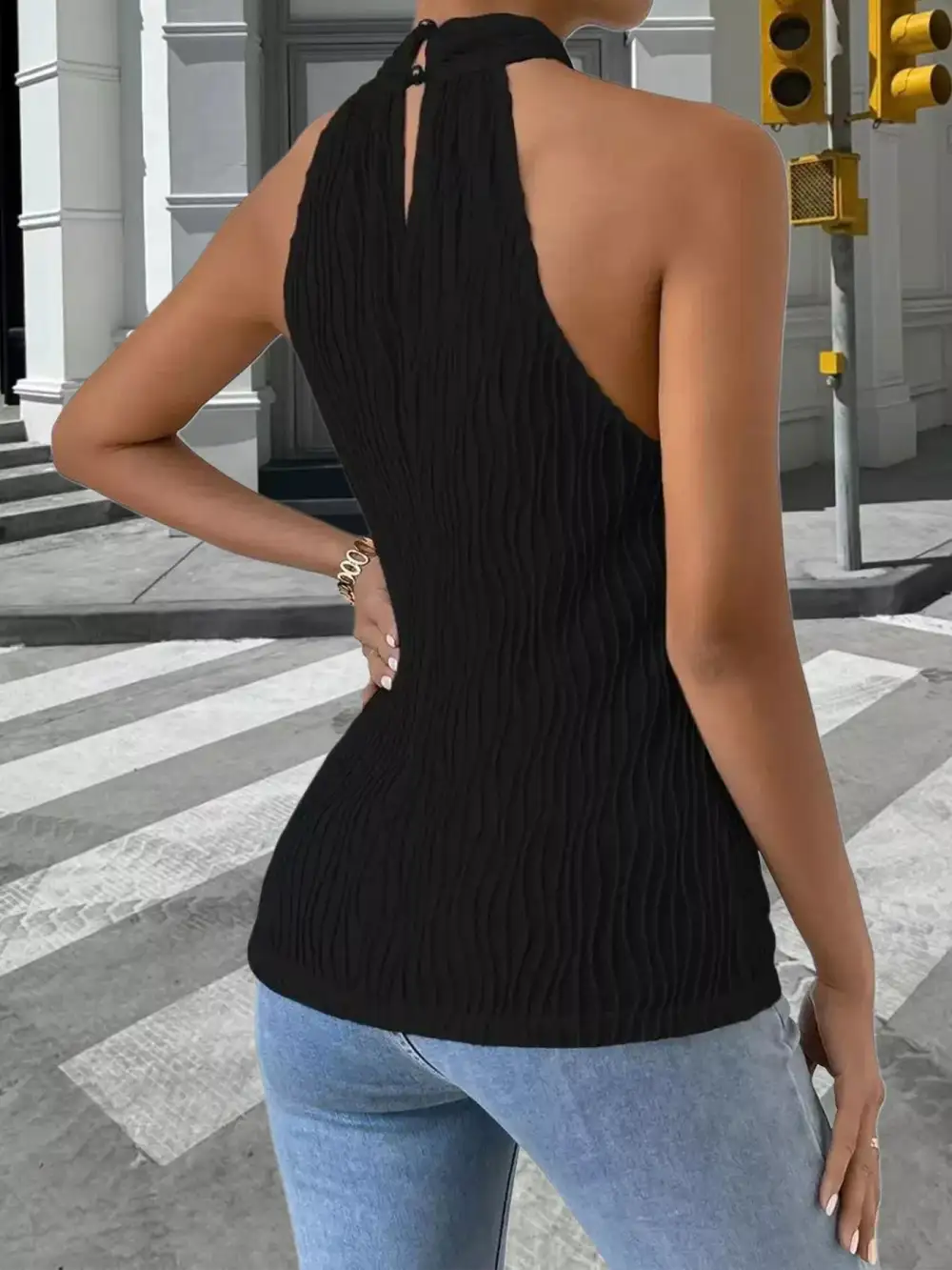 Textured Halter Neck Tank