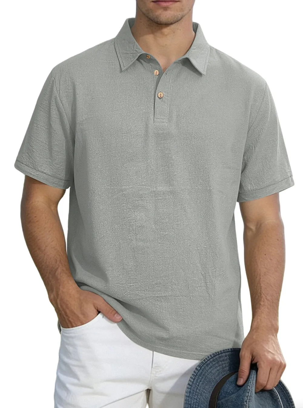 Button Placket Short Sleeve Cotton Polo Shirt