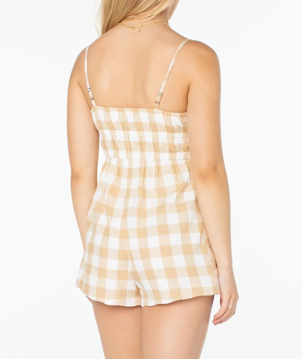 Square-Neck Casual Checkered One-Piece Pants