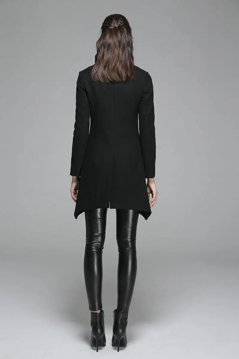 Wool Blend Tailored Asymmetrical Coat