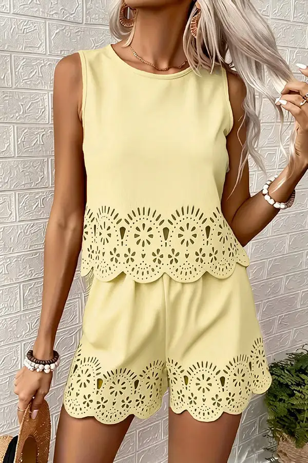 Design Solid Color Casual Two Piece Set