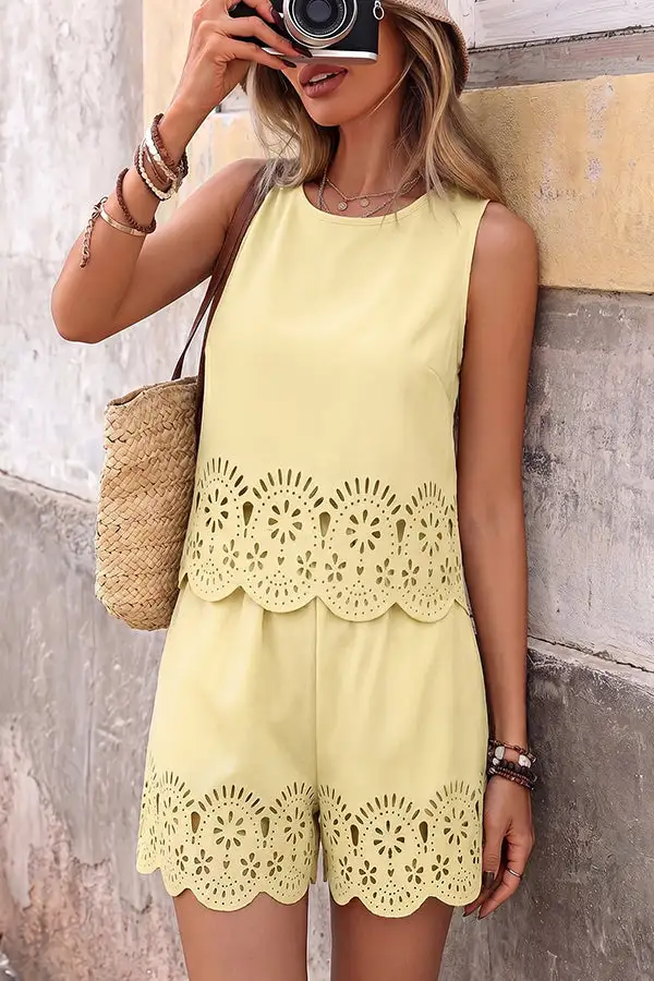 Design Solid Color Casual Two Piece Set