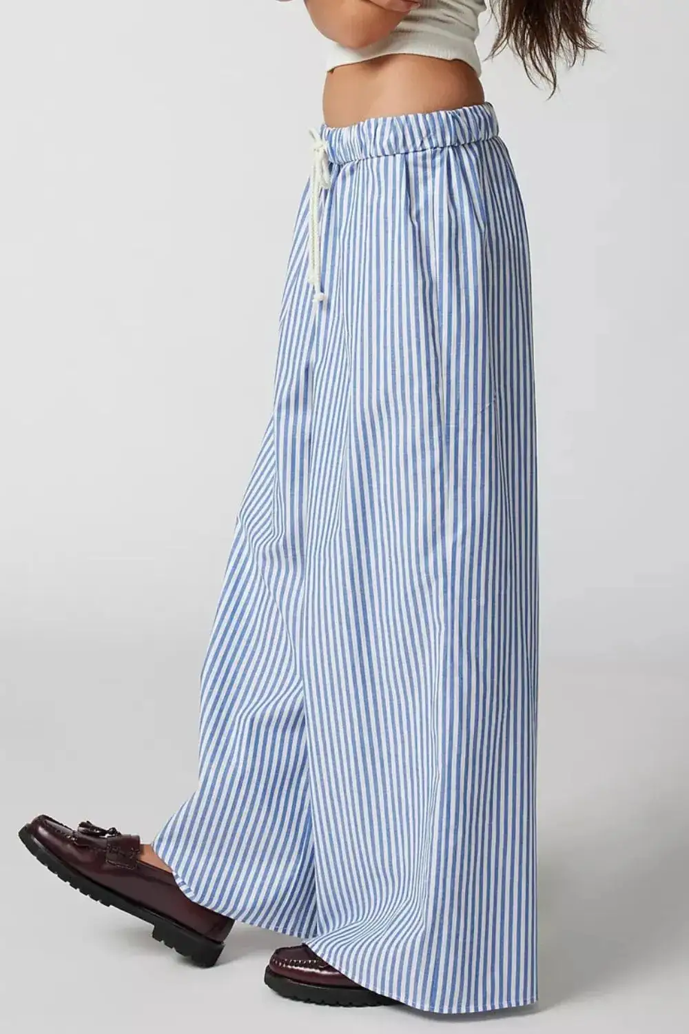 Drawstring Striped Trousers