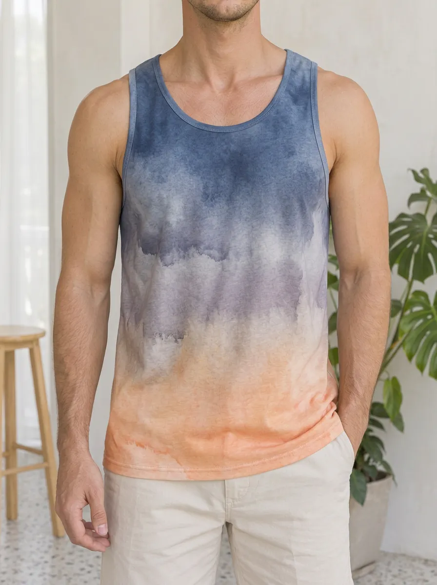 Men's Watercolor Gradient Tank Top