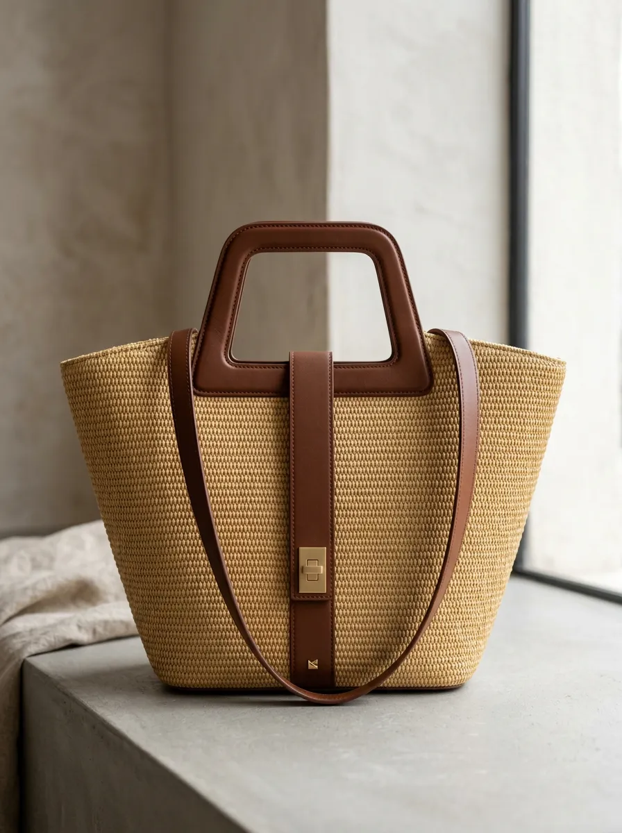 Woven Top-Handle Textured Women's Tote Bag