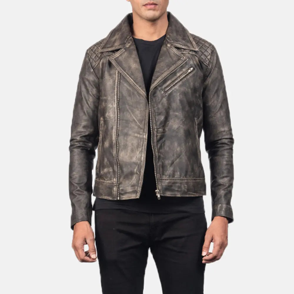 Men's Biker Leather Quilted Jacket
