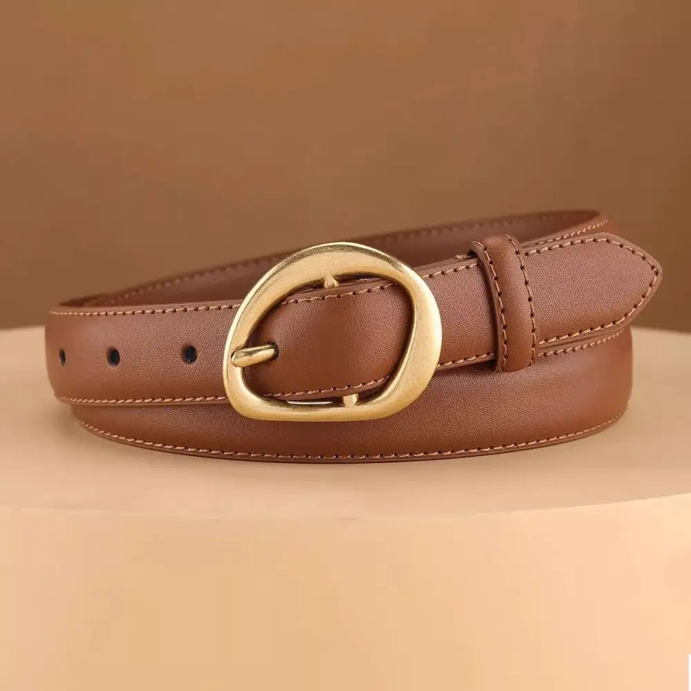 Relaxed Golden Buckle Leather Belt