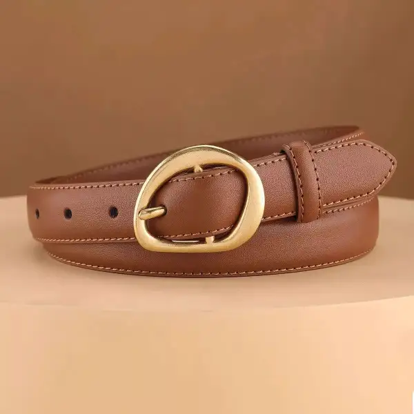 Relaxed Golden Buckle Leather Belt