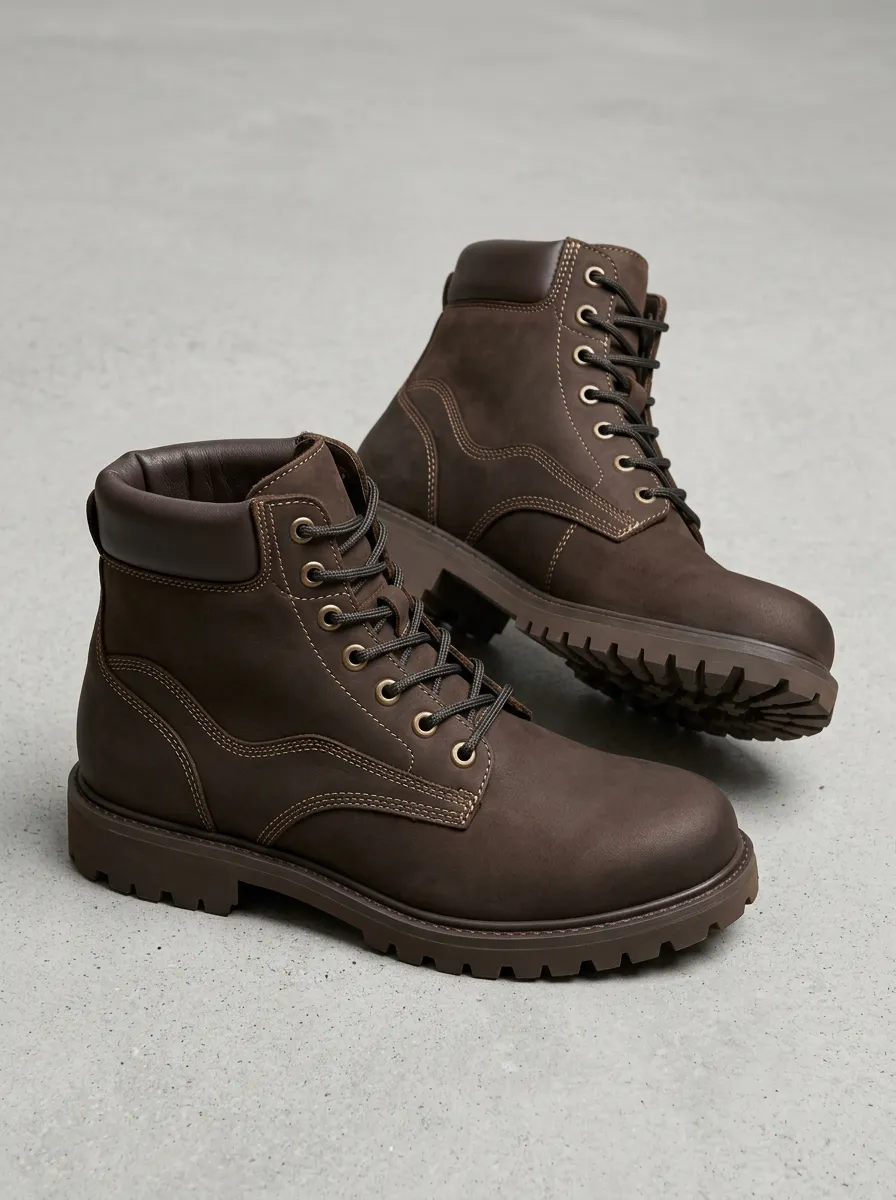 Unisex Everyday Leather Lace-Up Work Boots
