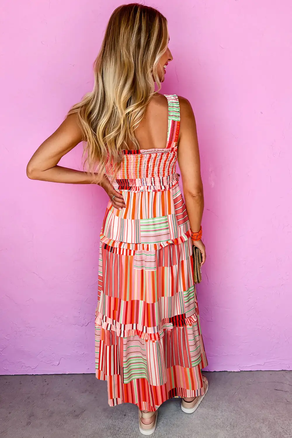 Striped Tiered Smocked Maxi Dress