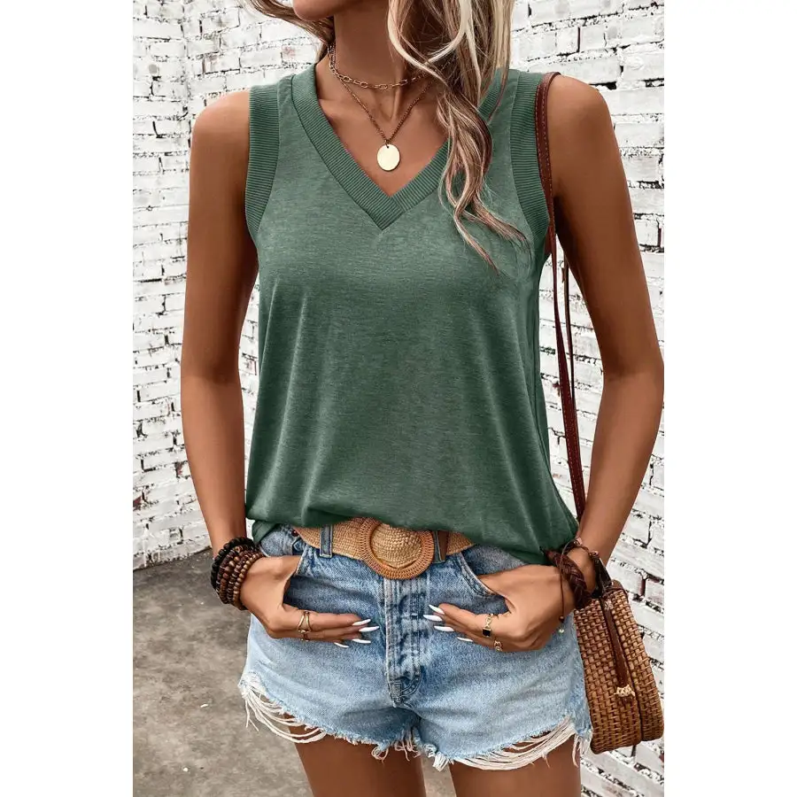 Minimal V Neck Wide Strap Tank