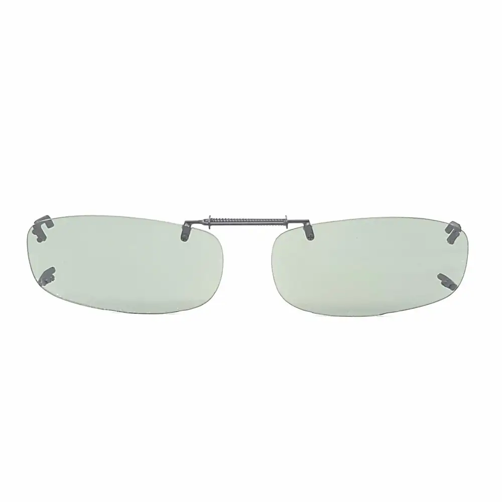 Frameless 54mm Rectangular Polarized Clip-On Sunglasses with Hard Case