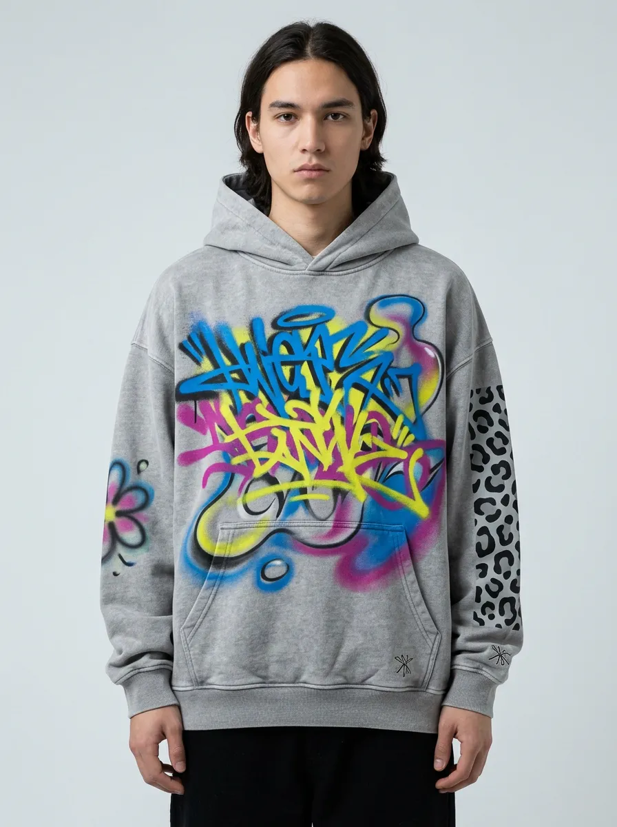 Unisex Streetwear Graffiti Leopard Print Airbrush Graphic Graphic Hoodie