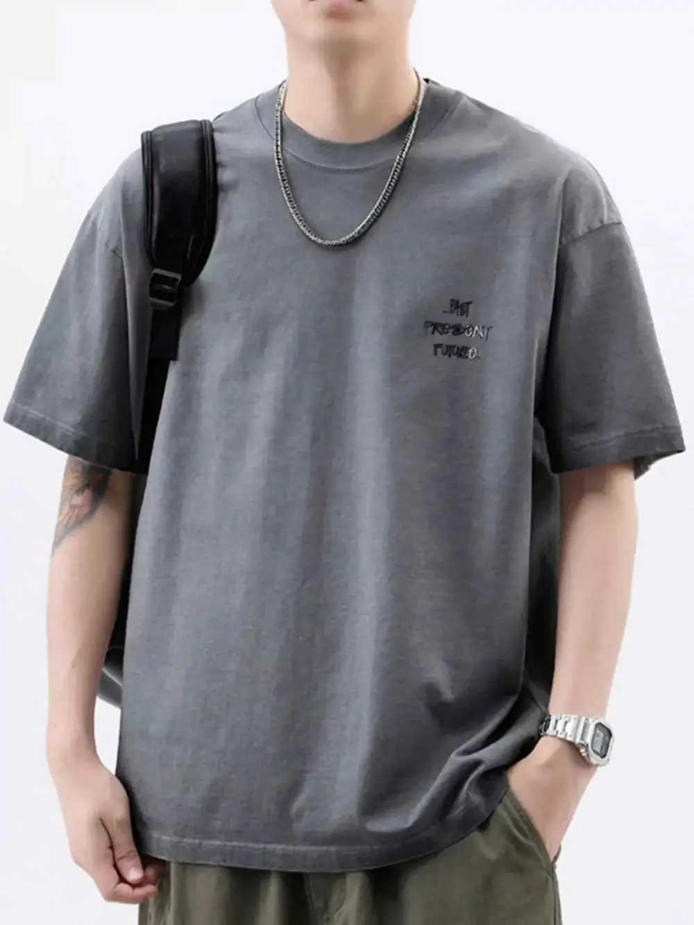 Oversized Round Neck Letter Graphic T-Shirt