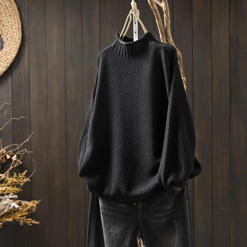Cozy Oversized Turtleneck Knit Sweater