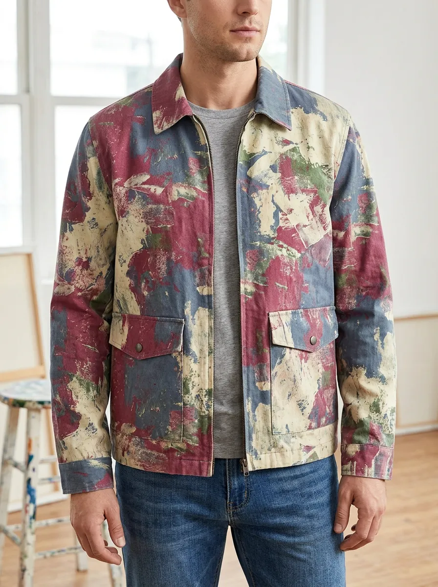 Men's Abstract Paint Splatter Rugged Journey Jacket