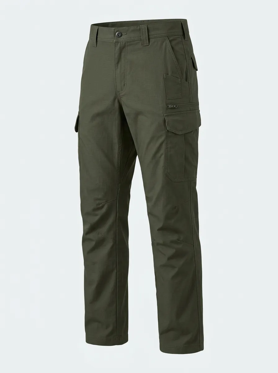 Men's Zippered-Thigh Articulated-Knee Utility Cargo Pants