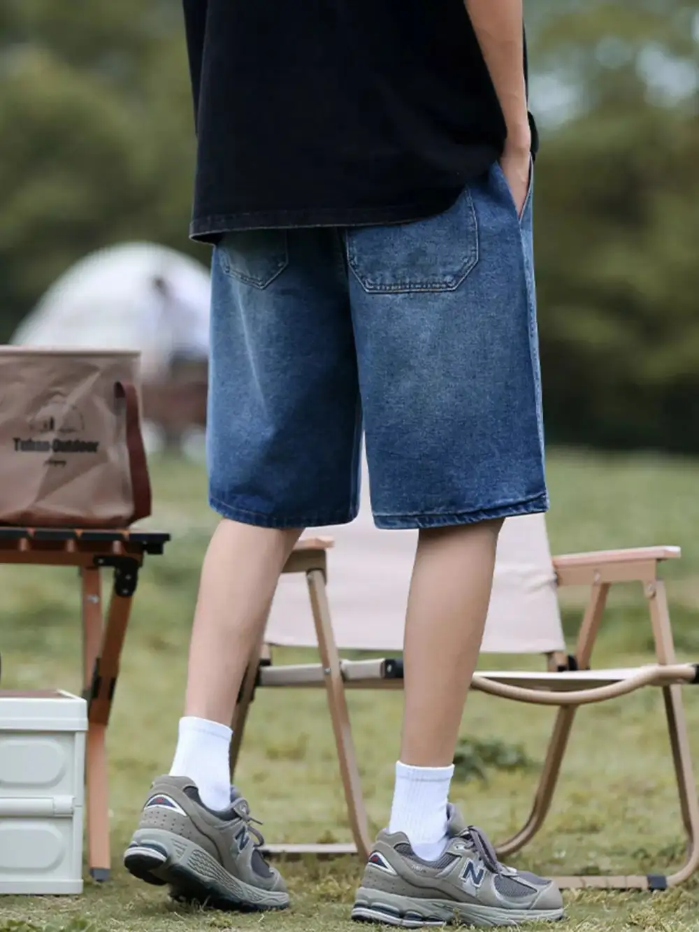Men's Plus Size Loose Fit Denim Shorts with