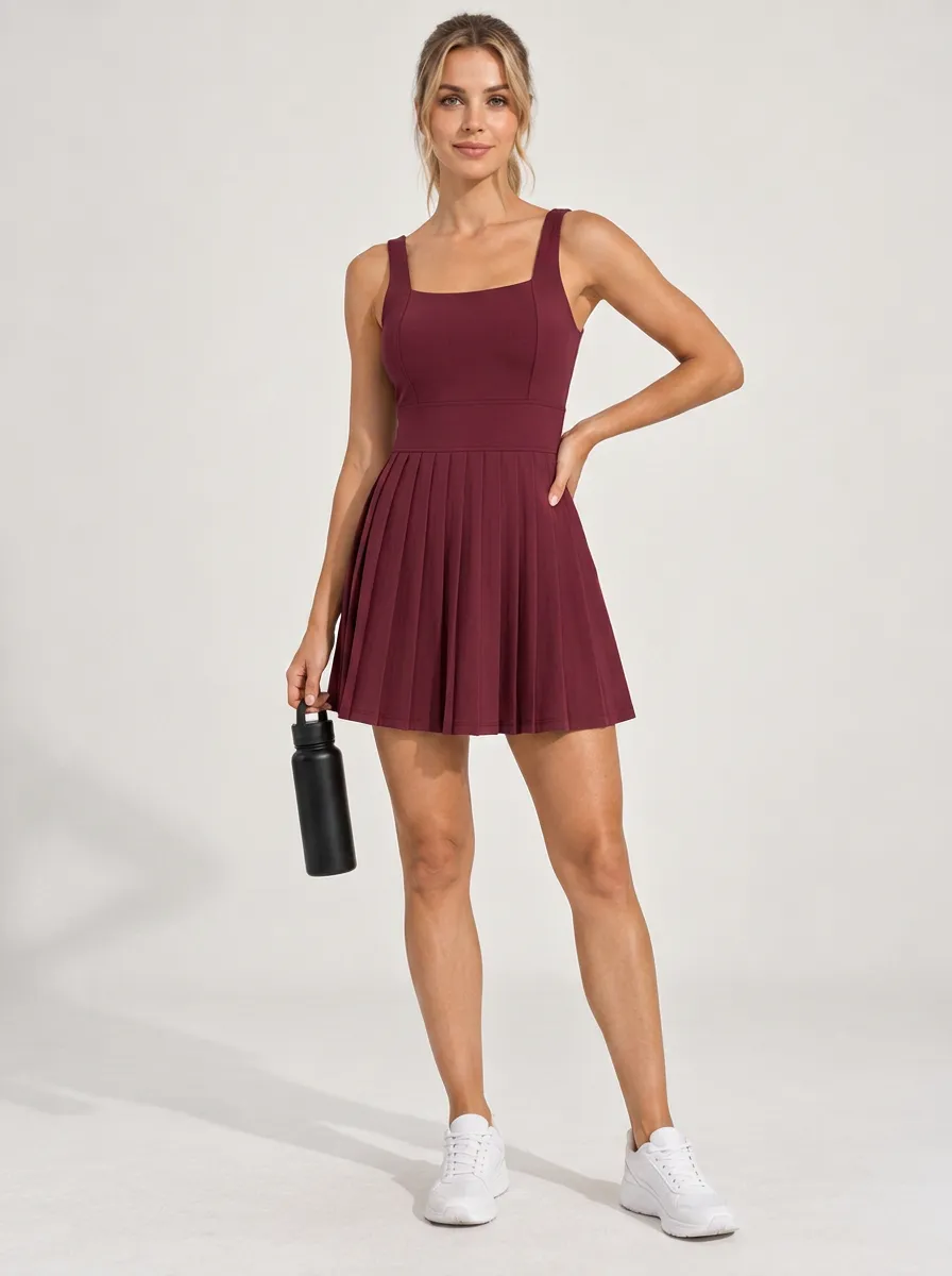 Women's Pleated Motion Ready Sleeveless Athletic Dress