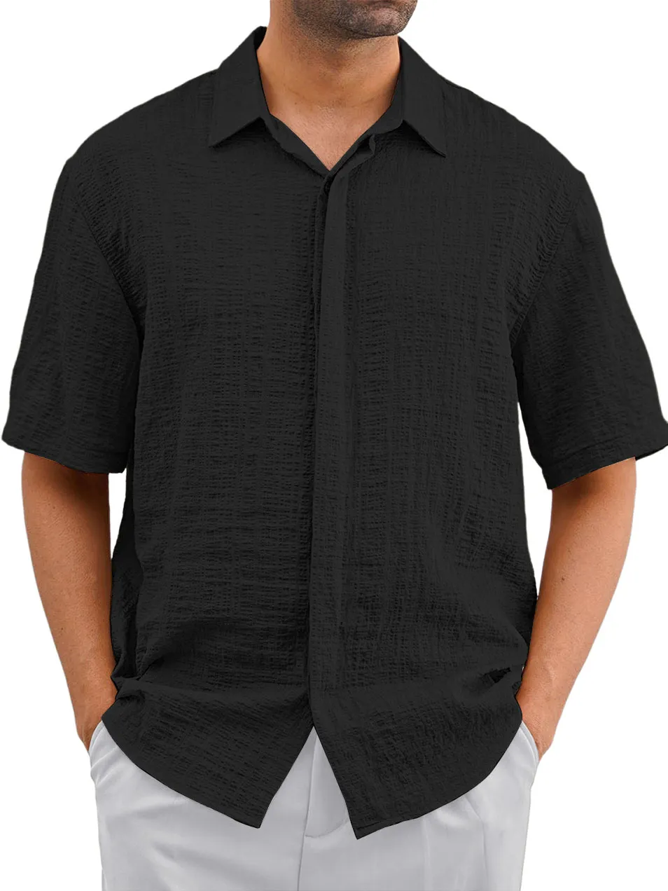 Everyday Layered Short Sleeve Button Front Shirt