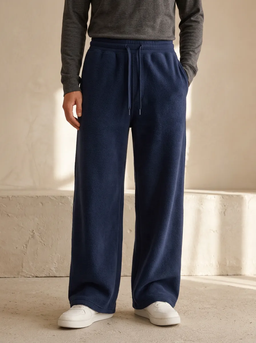 Unisex Classic Wide-Leg Fleece Sport Pants