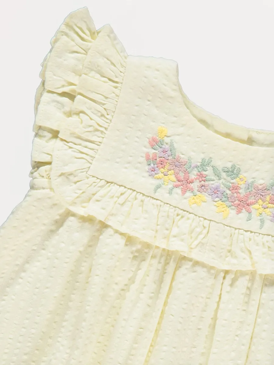Yellow Floral Embroidered Dress