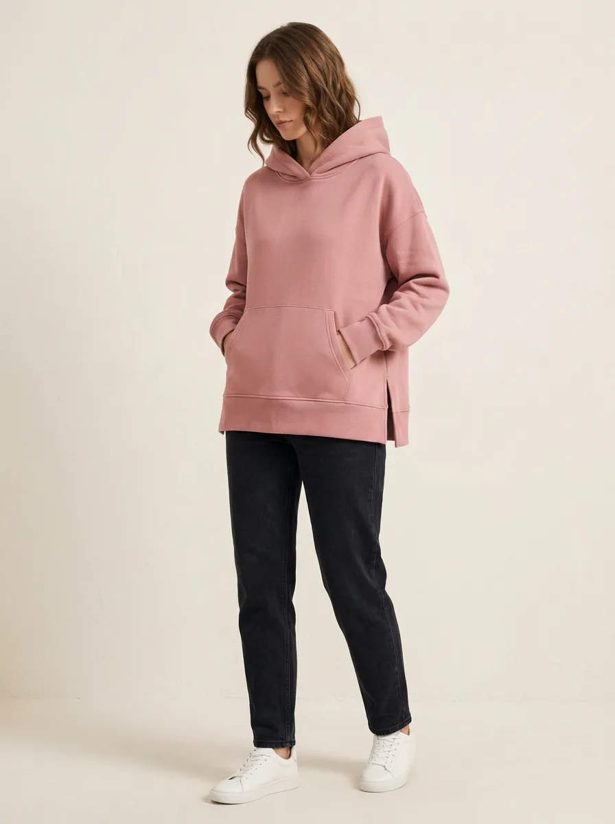 Women's Streamlined Side-Slit Oversized Hoodie