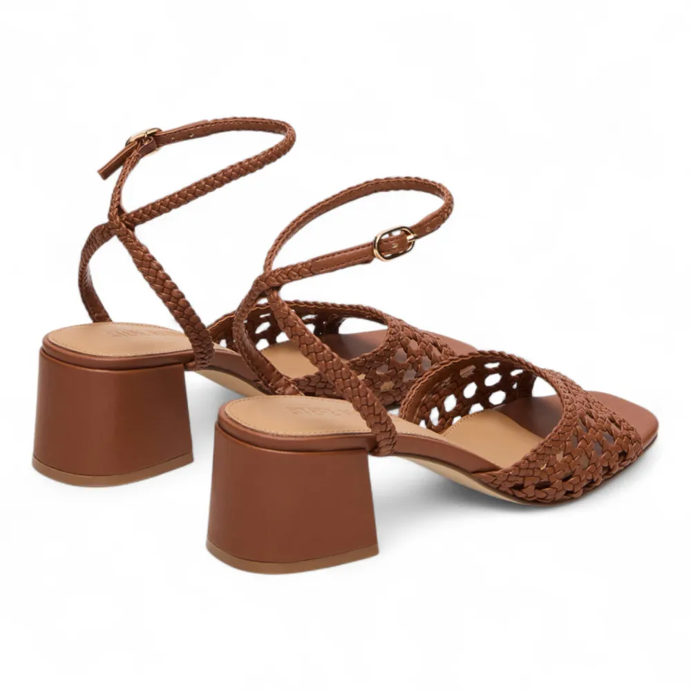 Jessie Woven Ankle Strap Block Heel Sandal