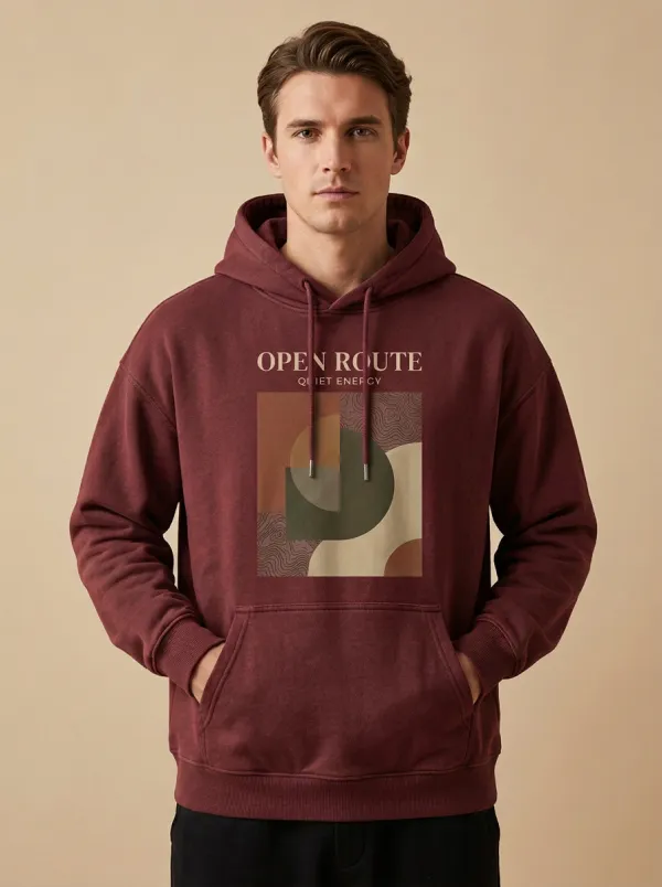 Unisex Abstract Motif Dropped Shoulder Hoodie