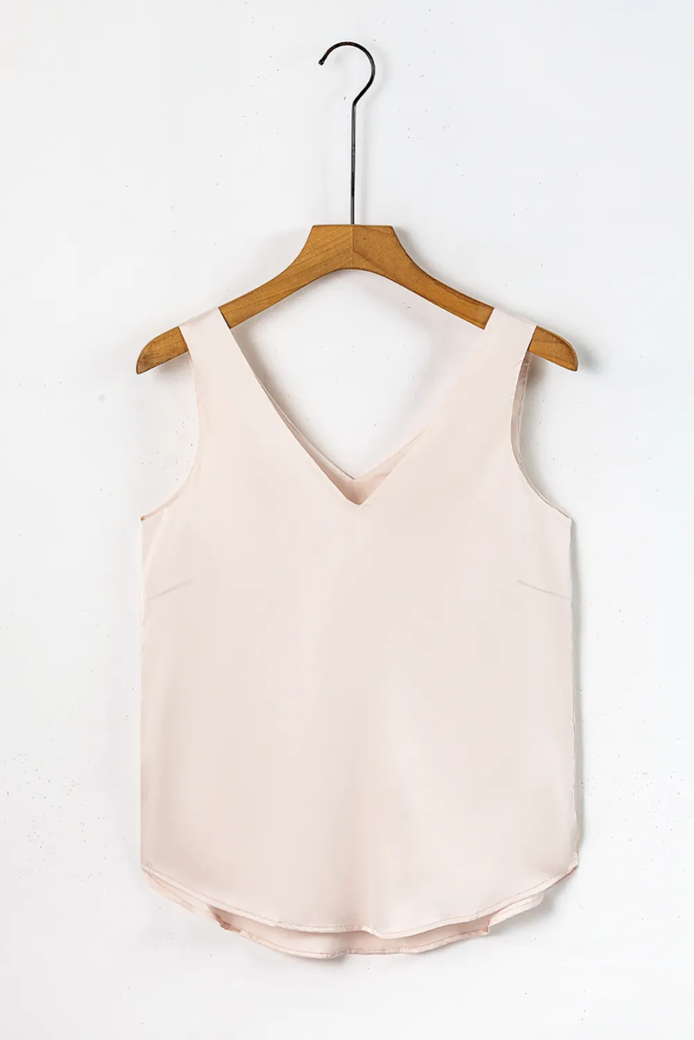 Apricot Deep V Neck Loose Tank Top