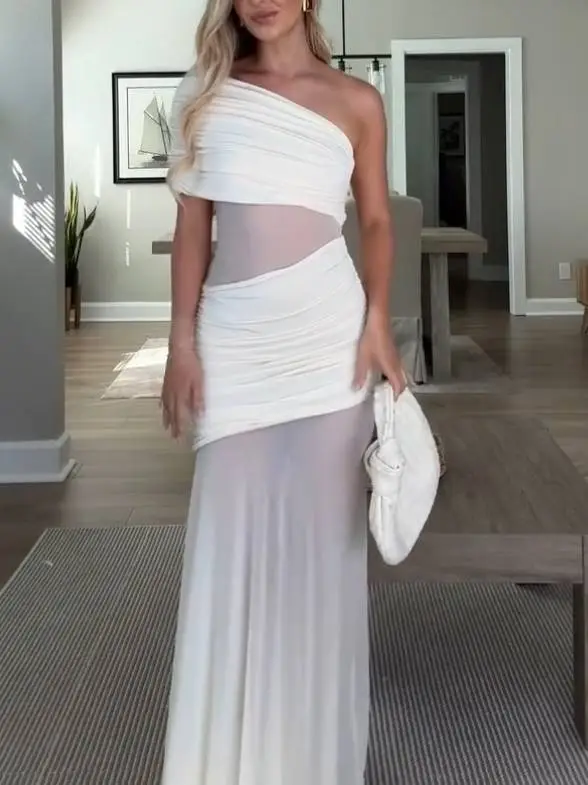 Off Shoulder Tulle Maxi Gown