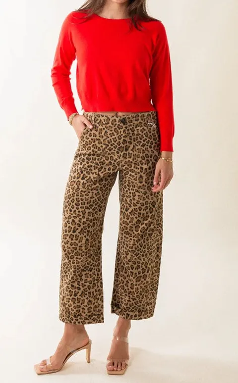 Leopard Print High Waist Utility Pants